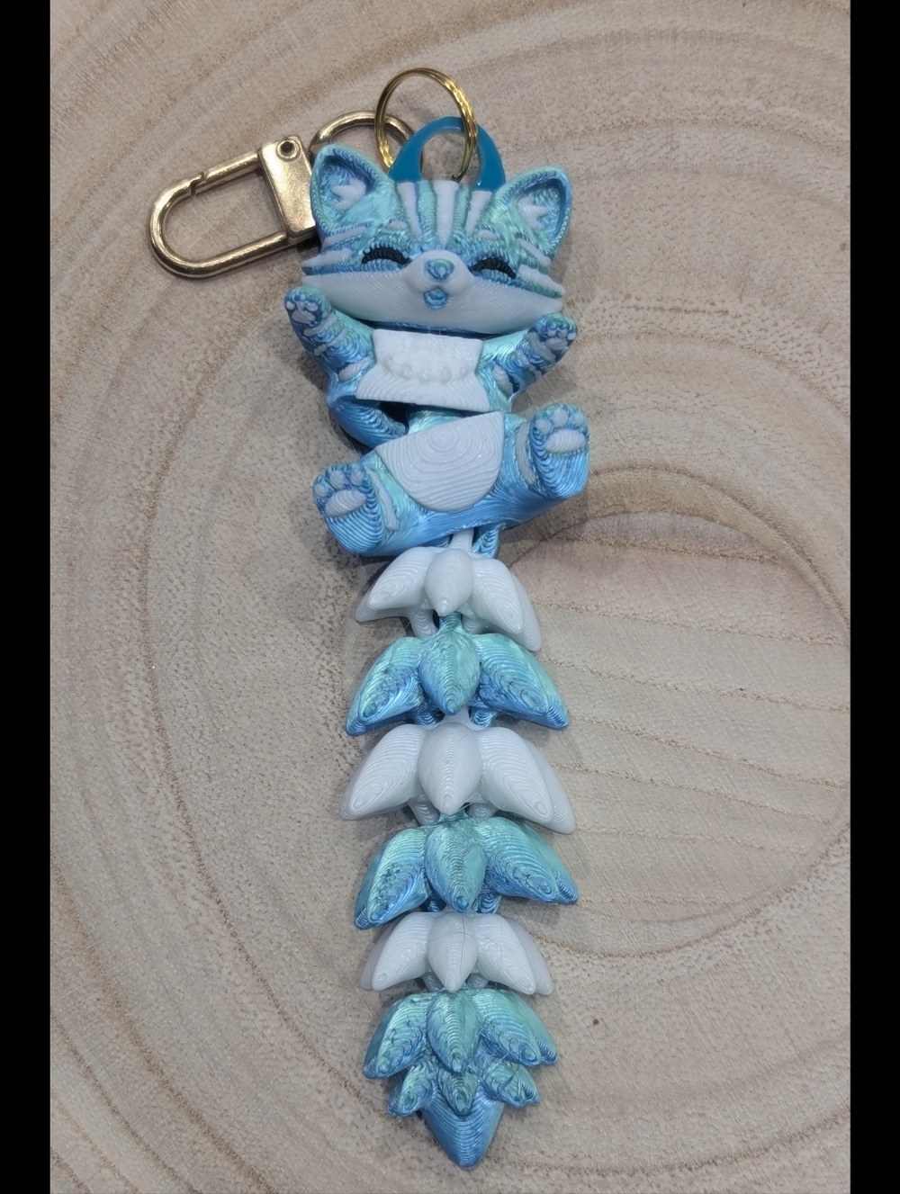 Fluffy Cat Fidget Keychain | 3D Printed Articulated Kitty Phone Backpack Charm - Picture 6 of 7